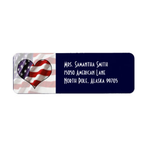Patriotic American Flag Herzenaufschrift Label