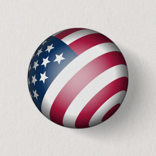 Patriotic American Flag in 3D Globe Design Button