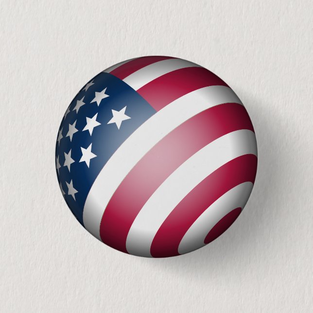 Patriotic American Flag in 3D Globe Design Button (Vorderseite)