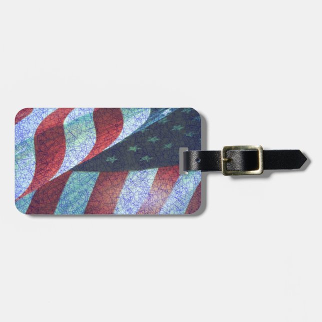 Patriotic American Flag Luggage Tag Gepäckanhänger (Vorderseite horizontal)