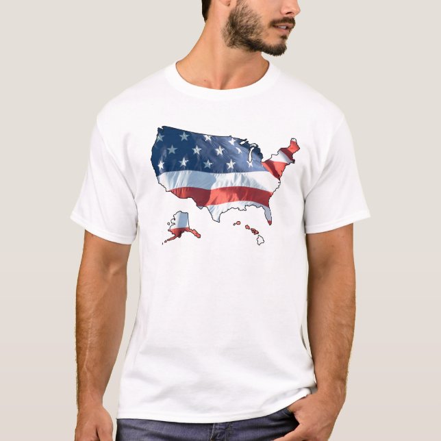 Patriotic American Flag Map T-Shirt (Vorderseite)