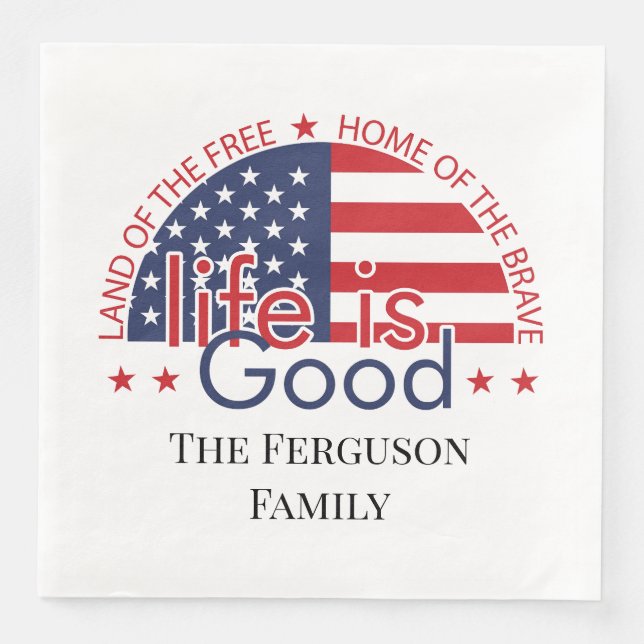 Patriotic American Flag Paper Napkin Serviette (Vorderseite)