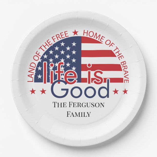 Patriotic American Flag Paper Plate Pappteller (Vorderseite)