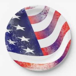 Patriotic American Flag Paper Plate Pappteller