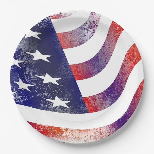 Patriotic American Flag Paper Plate Pappteller (Vorderseite)