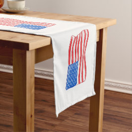 Patriotic American Flag Preppy Kurzer Tischläufer