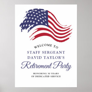 Patriotic American Flag Retirement Party Willkomme Poster