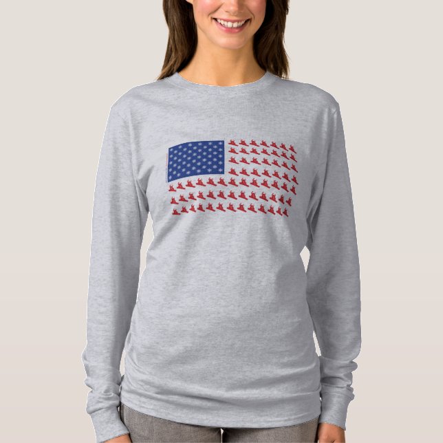 Patriotic American Flag Snowboarder T-Shirt (Vorderseite)