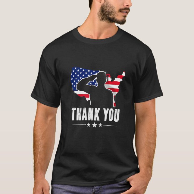 Patriotic American Flag Thank You For Your Service T-Shirt (Vorderseite)