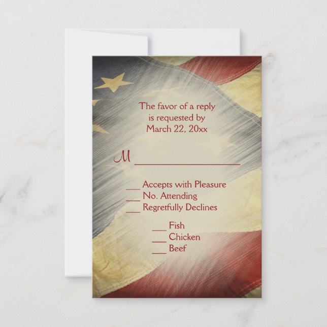 Patriotic American Flag UAWG with Menu Choice RSVP Karte (Vorderseite)