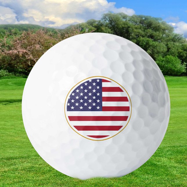 Patriotic American Flag & USA Golf Balls / Gold Golfball (Von Creator hochgeladen)