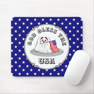 Patriotic American Flag USA Maltese Dog - Niedlich Mousepad