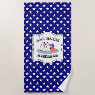 Patriotic American Flag USA Maltese Dog - Niedlich Strandtuch