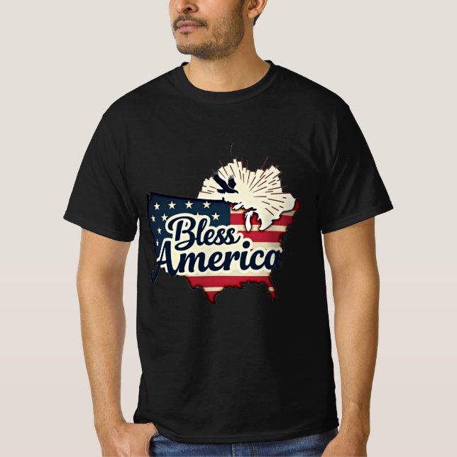 Patriotic American Flag USA Map T-Shirt (Vorderseite)