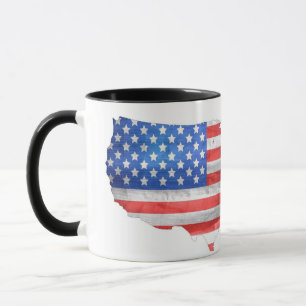 Patriotic American Flag USA Map Tasse