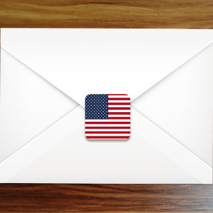 Patriotic American Flag USA Quadratischer Aufkleber
