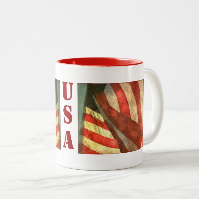 Patriotic American Flag USA Tasse (VorderseiteRechts)