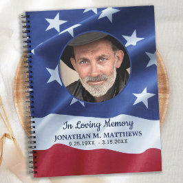 Patriotic American Flag Veteran Funeral Guestbook Notizbuch