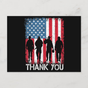 Patriotic American Flag Vielen Dank Feiertagspostkarte