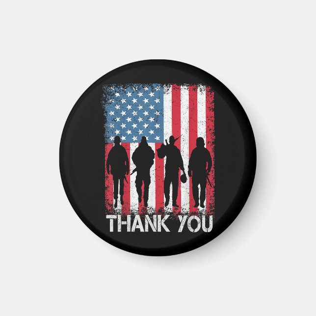 Patriotic American Flag Vielen Dank Magnet (Vorne)