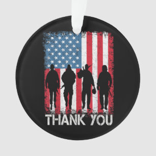 Patriotic American Flag Vielen Dank Ornament