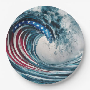 Patriotic American Flag Wave Pappteller