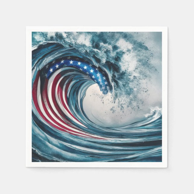 Patriotic American Flag Wave Serviette (Vorderseite)