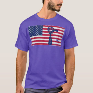Patriotic American Flag Windmill USA 4. Juli T-Shirt