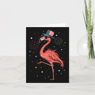 Patriotic American Flamingo Dancing Usa Flag 4. O Karte