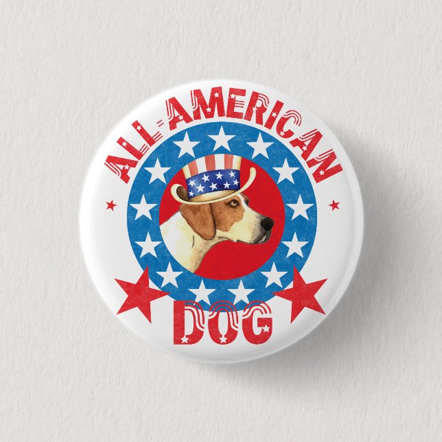 Patriotic American Foxhound Button (Vorderseite)