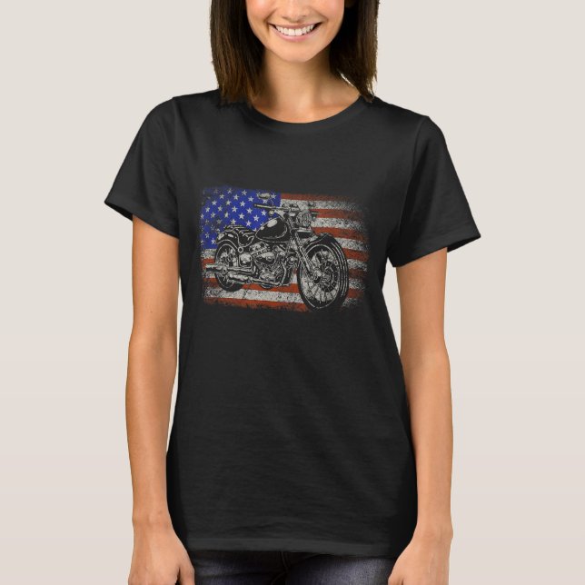 Patriotic American Motorrad Rider Gift US Flag B T-Shirt (Vorderseite)
