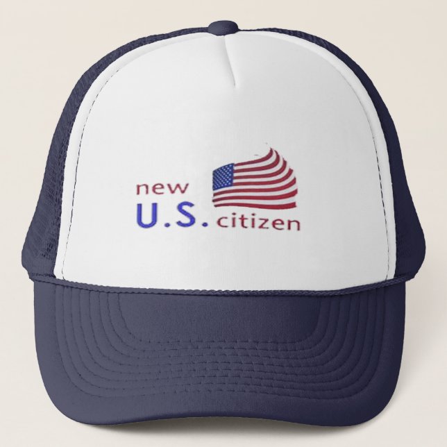 Patriotic American New US Citizen Pride Hat Truckerkappe (Vorderseite)