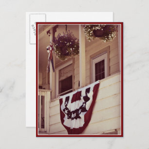 Patriotic American Porch Veterans Day Postcard Postkarte