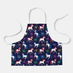 Patriotic American Red White Blue Unicorns Schürze