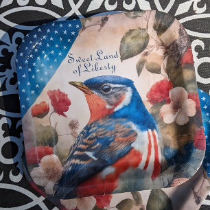 Patriotic American Robin Vintag 4. Juli Party Pappteller