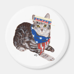 Patriotic American Shorthair Tabby Cat Magnet