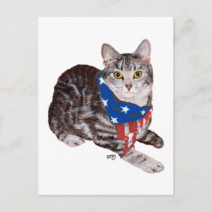 Patriotic American Shorthair Tabby Cat Postkarte