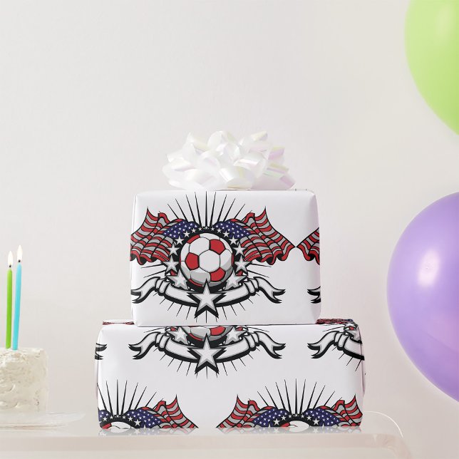 Patriotic American Soccer Design USA Flag Football Geschenkpapier (Von Creator hochgeladen)