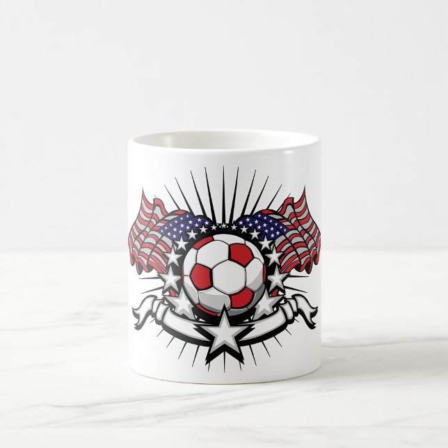Patriotic American Soccer Design USA Flag Football Kaffeetasse (Von Creator hochgeladen)