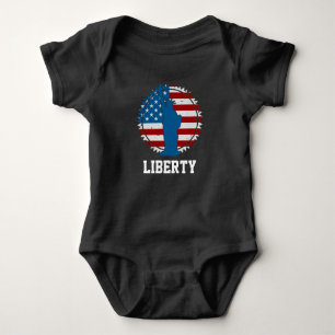 Patriotic American Statue of Liberty Round Flag Baby Strampler