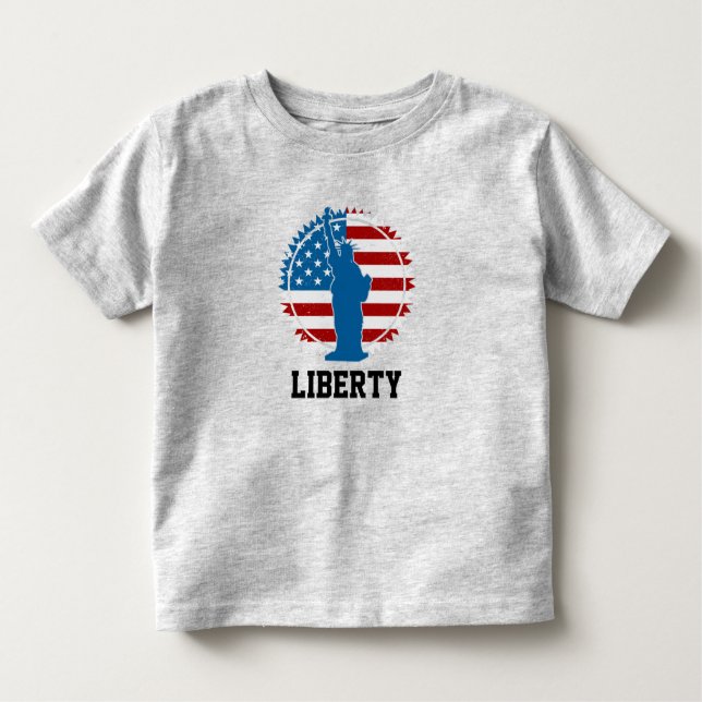 Patriotic American Statue of Liberty Round Flag Kleinkind T-shirt (Vorderseite)