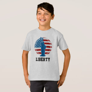 Patriotic American Statue of Liberty Round Flag T-Shirt