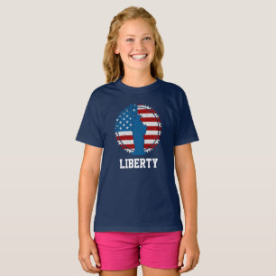 Patriotic American Statue of Liberty Round Flag T-Shirt