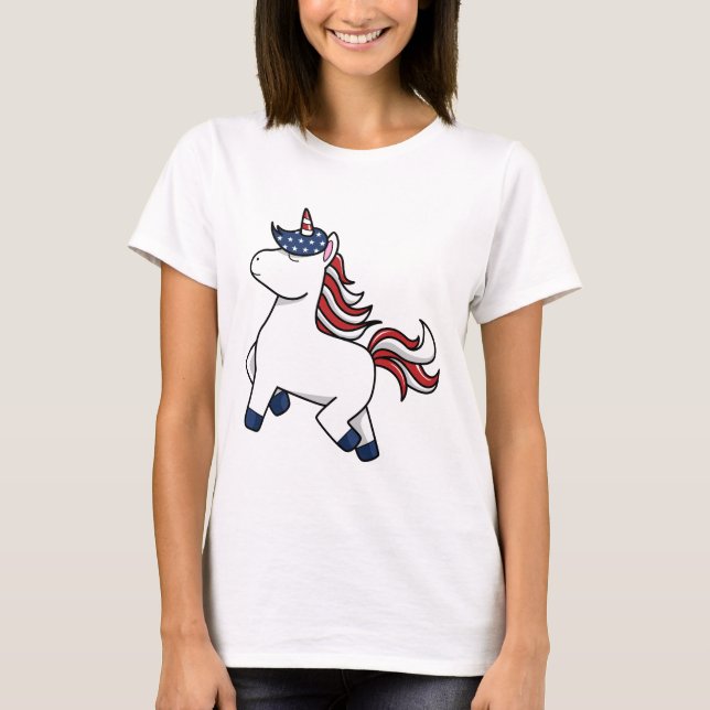 Patriotic American Unicorn Stars Stripes USA  T-Shirt (Vorderseite)