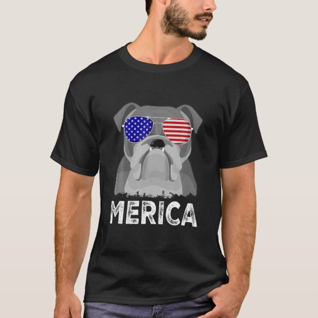 Patriotic American USA Flag Funny Merica English B T-Shirt (Vorderseite)