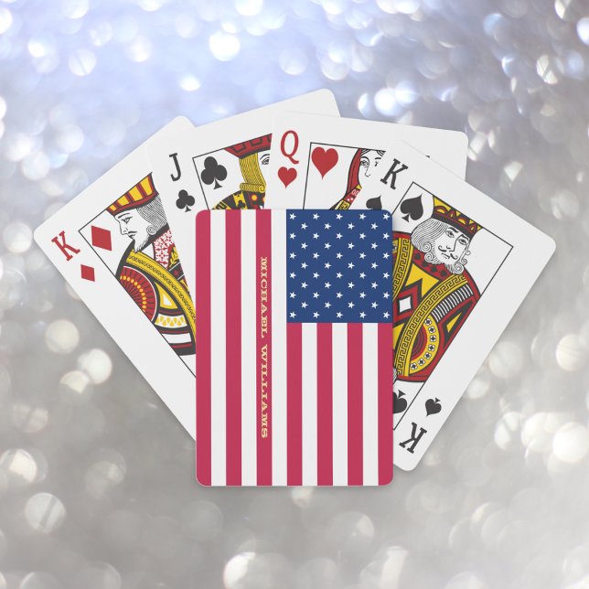 Patriotic American USA Flag Mit Monogramm Poker Ga Spielkarten (Patriotic American USA Flag Monogrammed Poker Game Playing Cards)