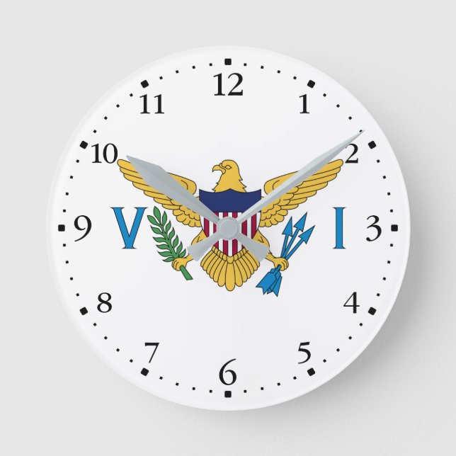 Patriotic American Virgin Islands Flag Runde Wanduhr (Vorderseite)
