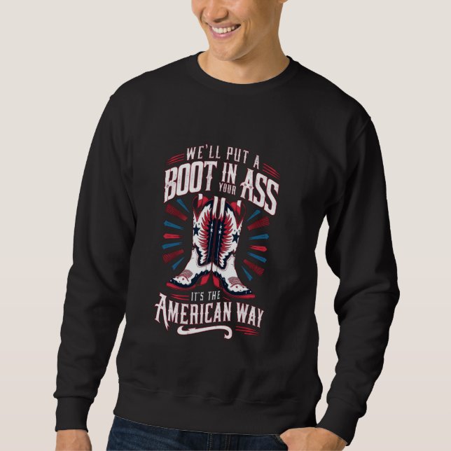 Patriotic American Way Cowboy Boot Design Sweatshirt (Vorderseite)