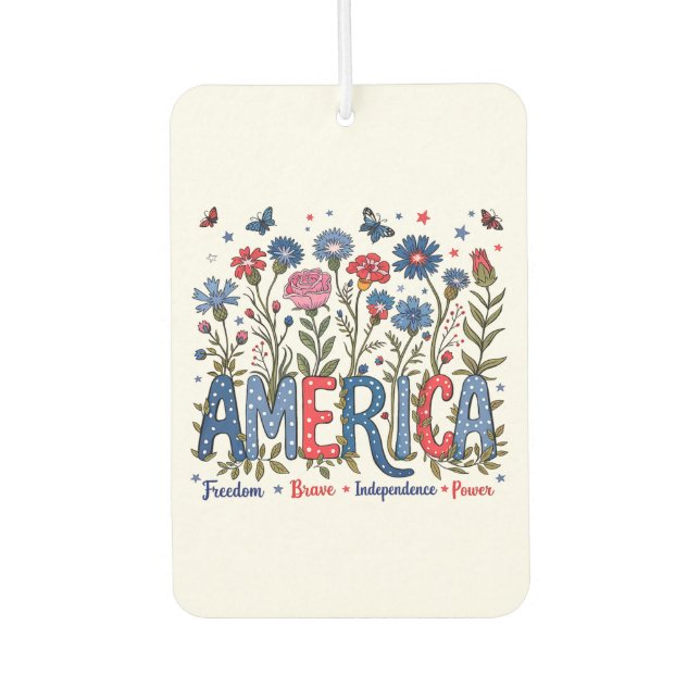 Patriotic American Wildflowers Fourth of July USA Autolufterfrischer (Vorderseite)