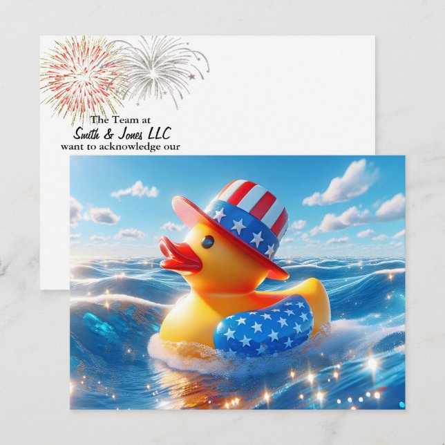 Patriotic American Yellow Rubber Duck Postkarte (Vorne/Hinten)